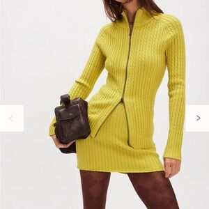 Free People Yellow Cable Knit Sweater Set